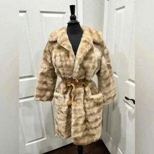 Priscilla Modes 1950’s Lykafur Coat Silk Lined Made in England Mink Simulation